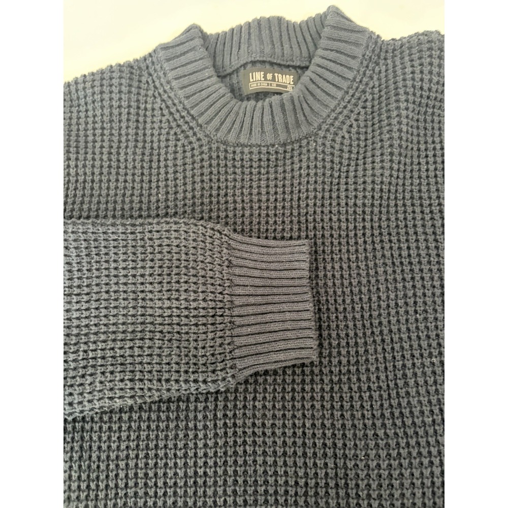Line Of Trade Men’s Harbor Crew Sweater Navy Blue Waffle Size 2XL